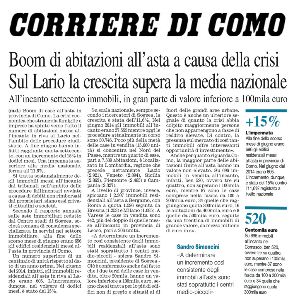 16 luglio 2015 Corriere di Como