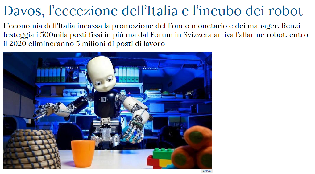 Davos, l’eccezione dell’Italia e l’incubo dei robot