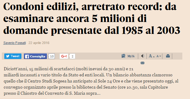 Sole 24 ore _ condoni edilizi